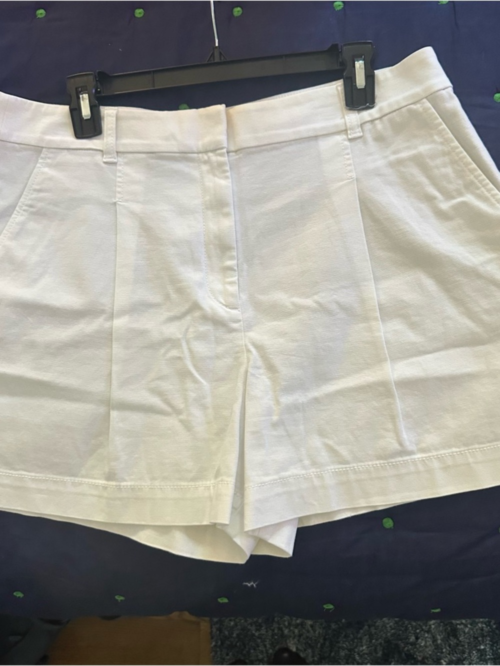 LOFT White High-Waist Pleated Front Shorts